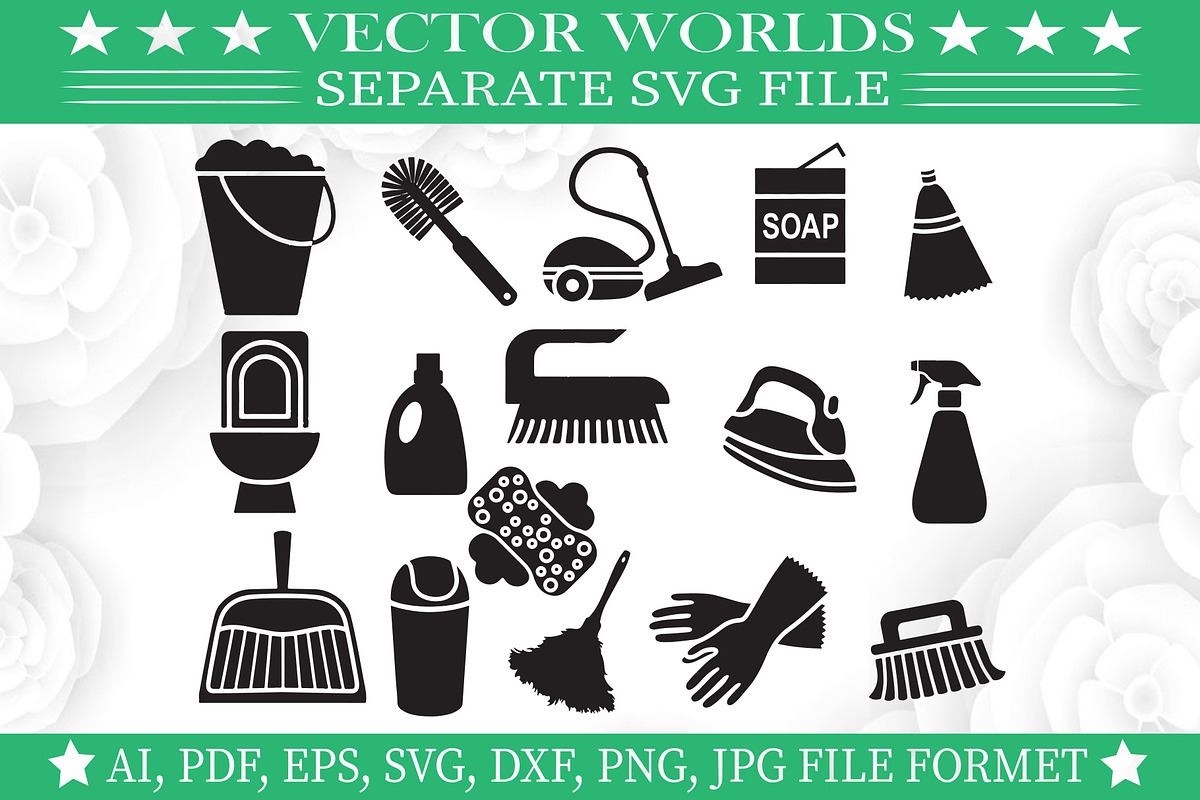 Toilet Clean Equipment SVG, an Object Graphic by VectorWorlds (Photo 1 of 3)