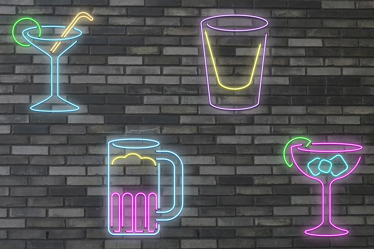 9 Alcohol Glass Neon Light Set, an Icon by Ewing Design Co. (Photo 3 of 4)