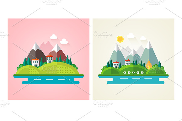Nature Landscape Flat Icons