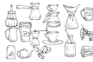 Coffee Set Product Handdrawn