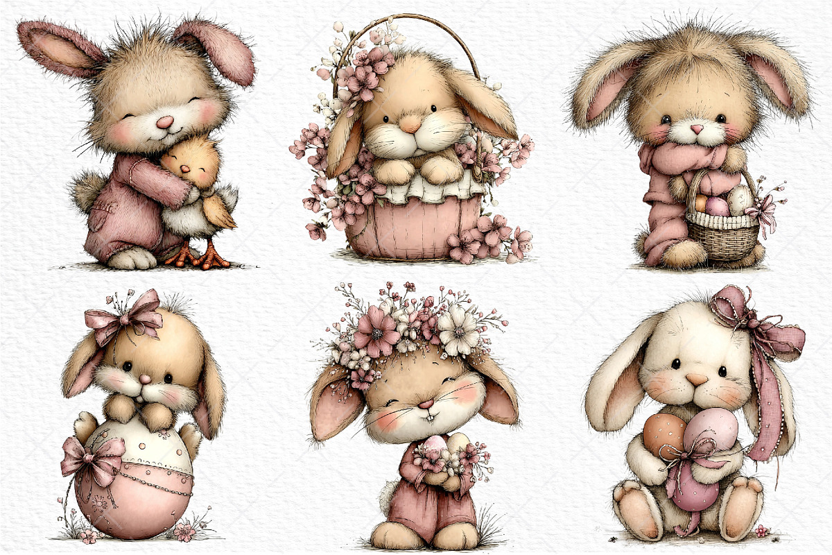 Whimsical Easter Bunny Clipart, an Illustration by Craft Nest (Photo 4 of 11)