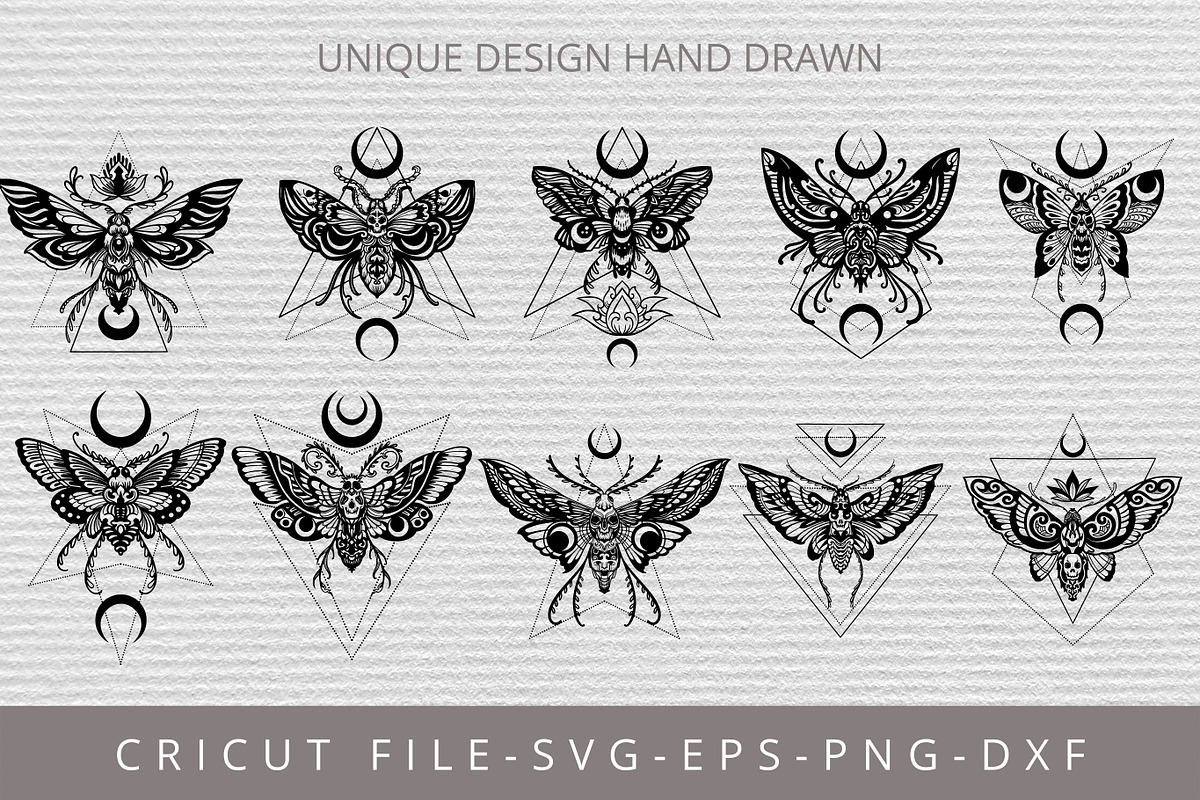 Moth SVG, Death Moth SVG cut file, an Illustration by Tattoo Worker Studio