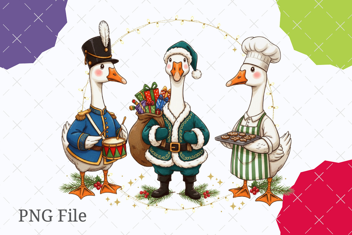 Vintage Christmas Goose Png, an Illustration by designcity5 (Photo 3 of 8)