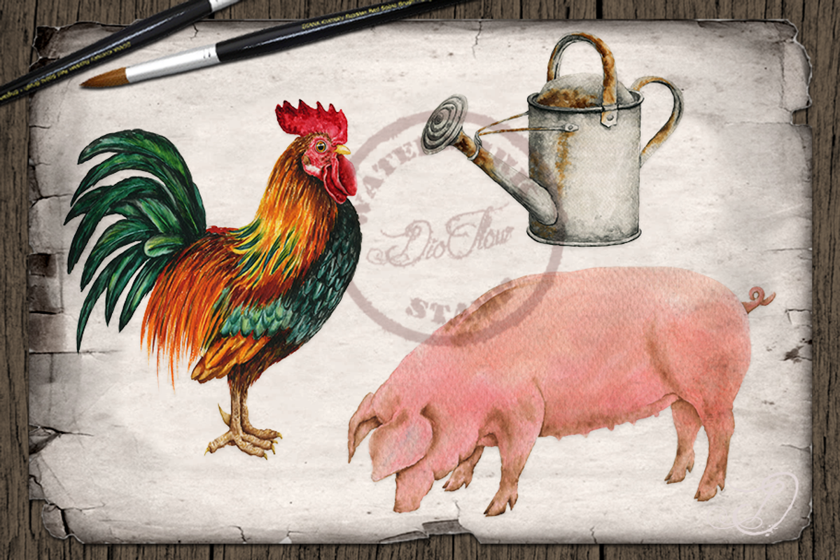 Fancy Farm Watercolor Illustration, an Animal Illustration by DioFlow (Photo 5 of 8)