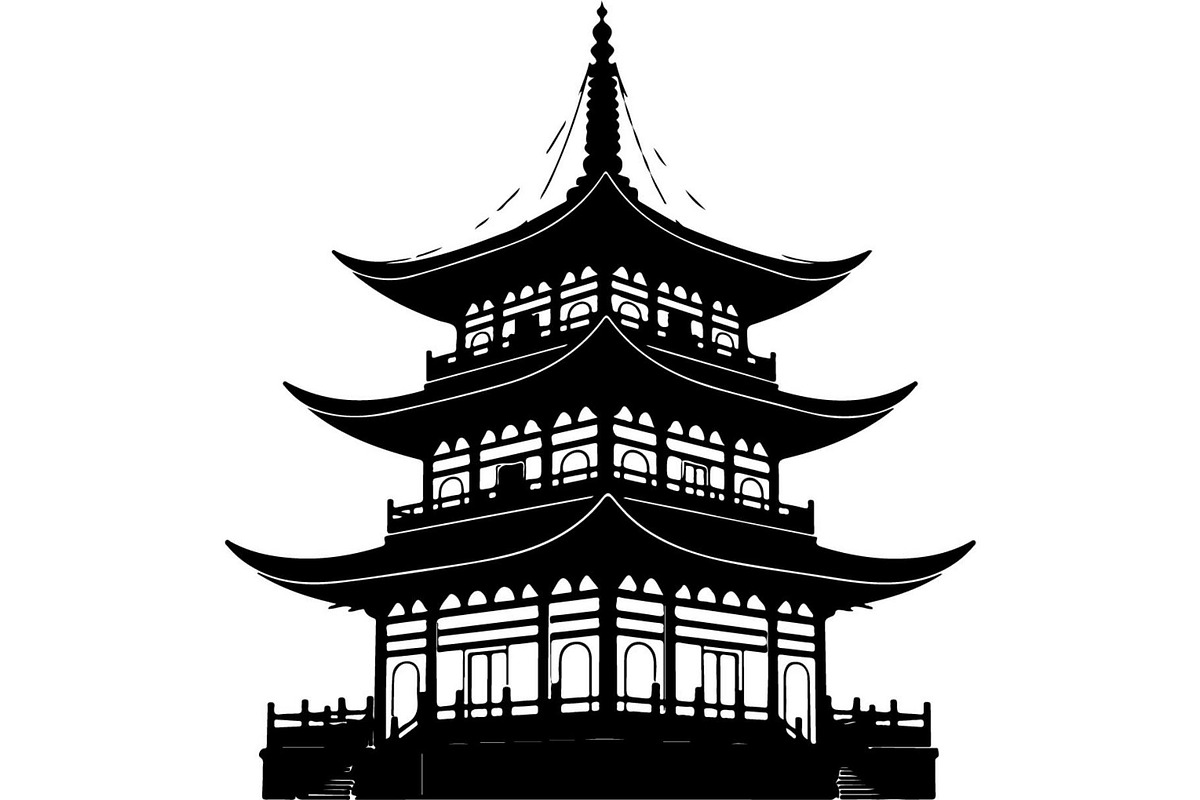 Pagoda Temple Silhouette, an Object Graphic by Designer_Momina (Photo 11 of 20)