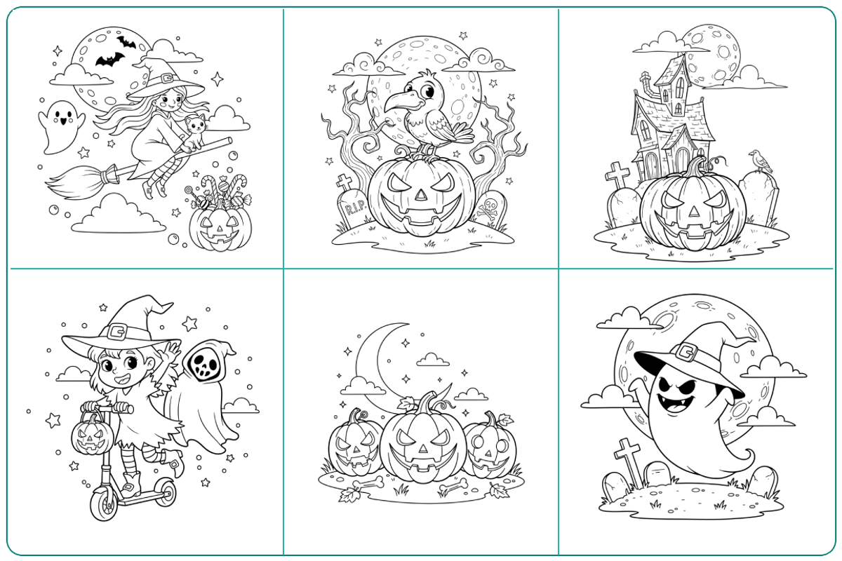 57 Halloween Activity Coloring Pages, a Seasonal Illustration by Nuvame Arts & Designs (Photo 2 of 11)