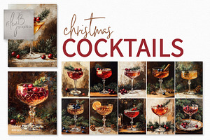 Christmas Cocktails, a Decorative Illustration by rileyBgraphics