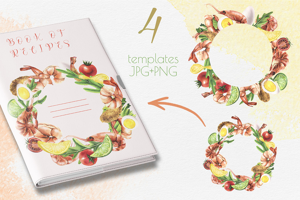 Shrimp Salad Wreath Template, an Illustration by NATASHA CHU (Photo 2 of 4)
