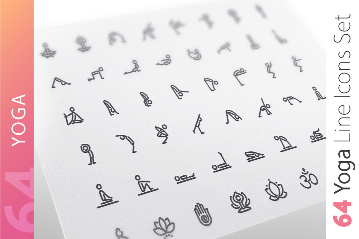 Yoga Line Icons Set, an Outline Icon by Voysla's Shop (Photo 1 of 4)
