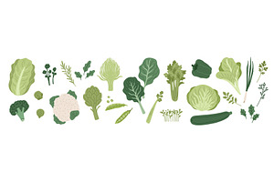 Green vegetables. Fresh leaf salad, a Food Illustration by YummyBuum