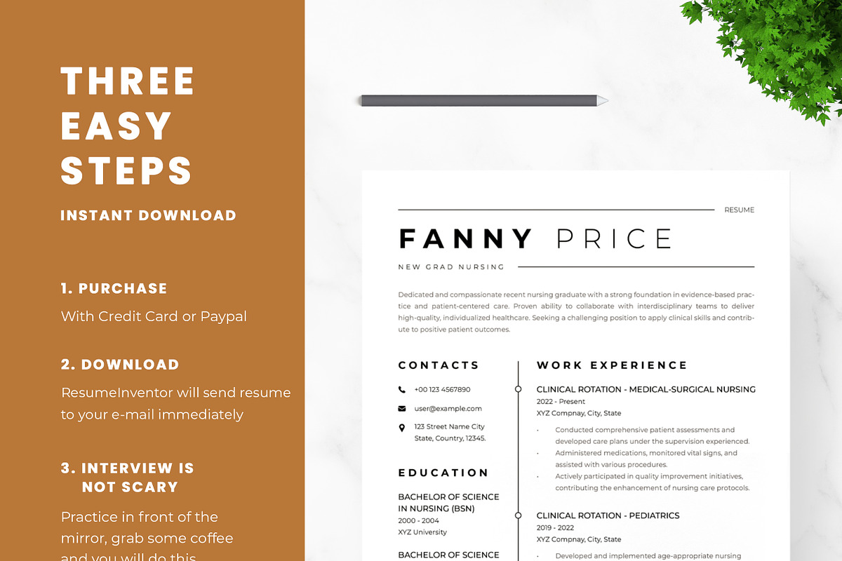 New Grad Nursing Resume Template, a Resume Template by ResumeInventor (Photo 9 of 9)