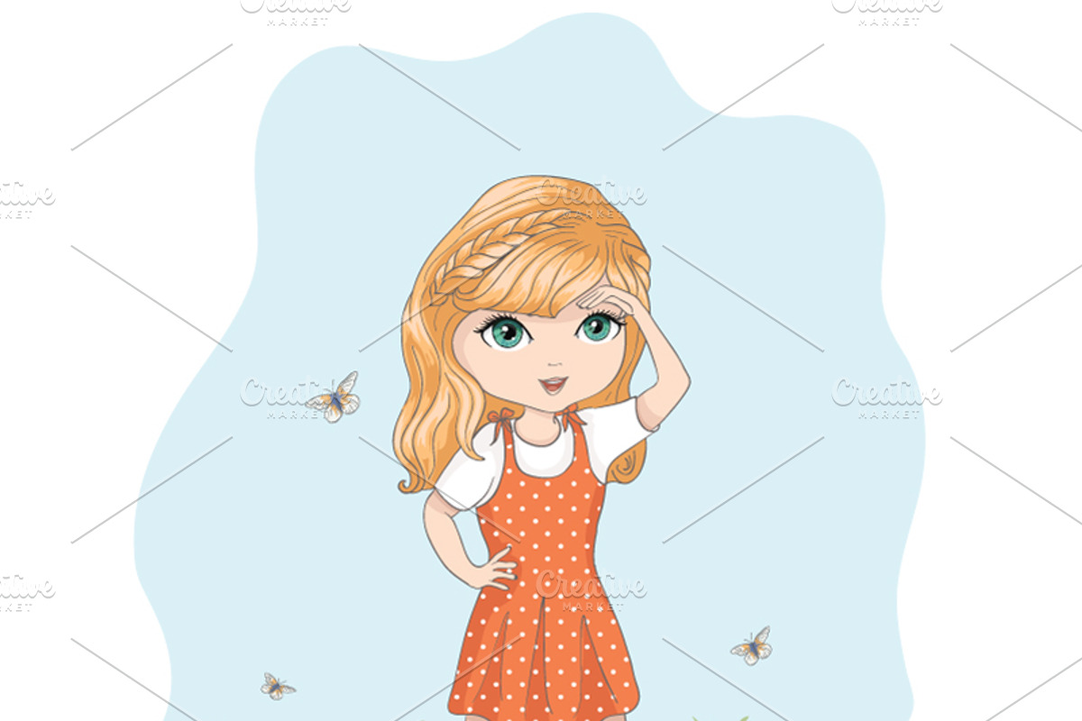 set with 32 cartoon girls-cute girls, an Animal Illustration by StudioLondon (Photo 4 of 33)