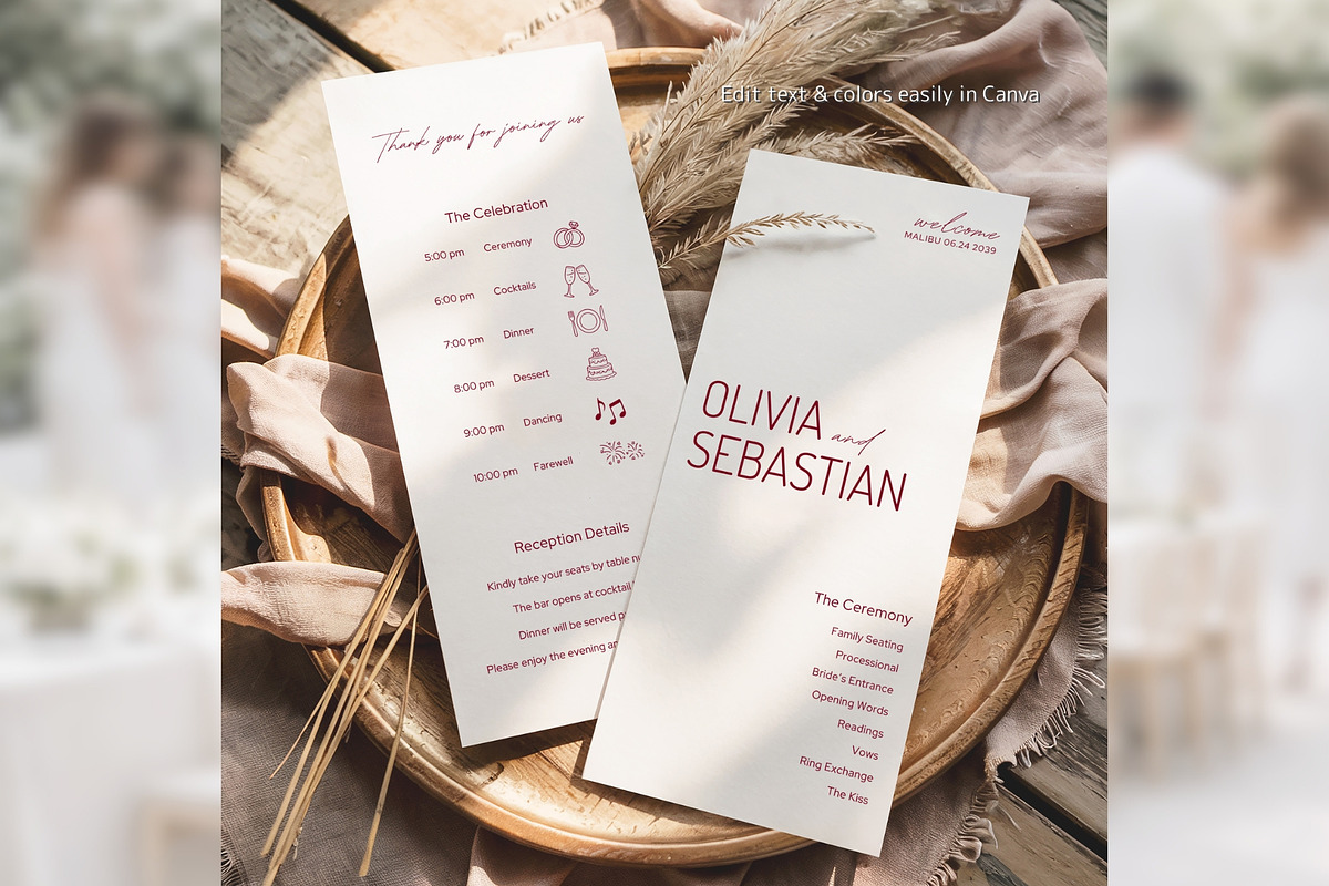 Elegant Wedding Program Canva bd008, a Card Template by TyphoonStudio (Photo 4 of 10)