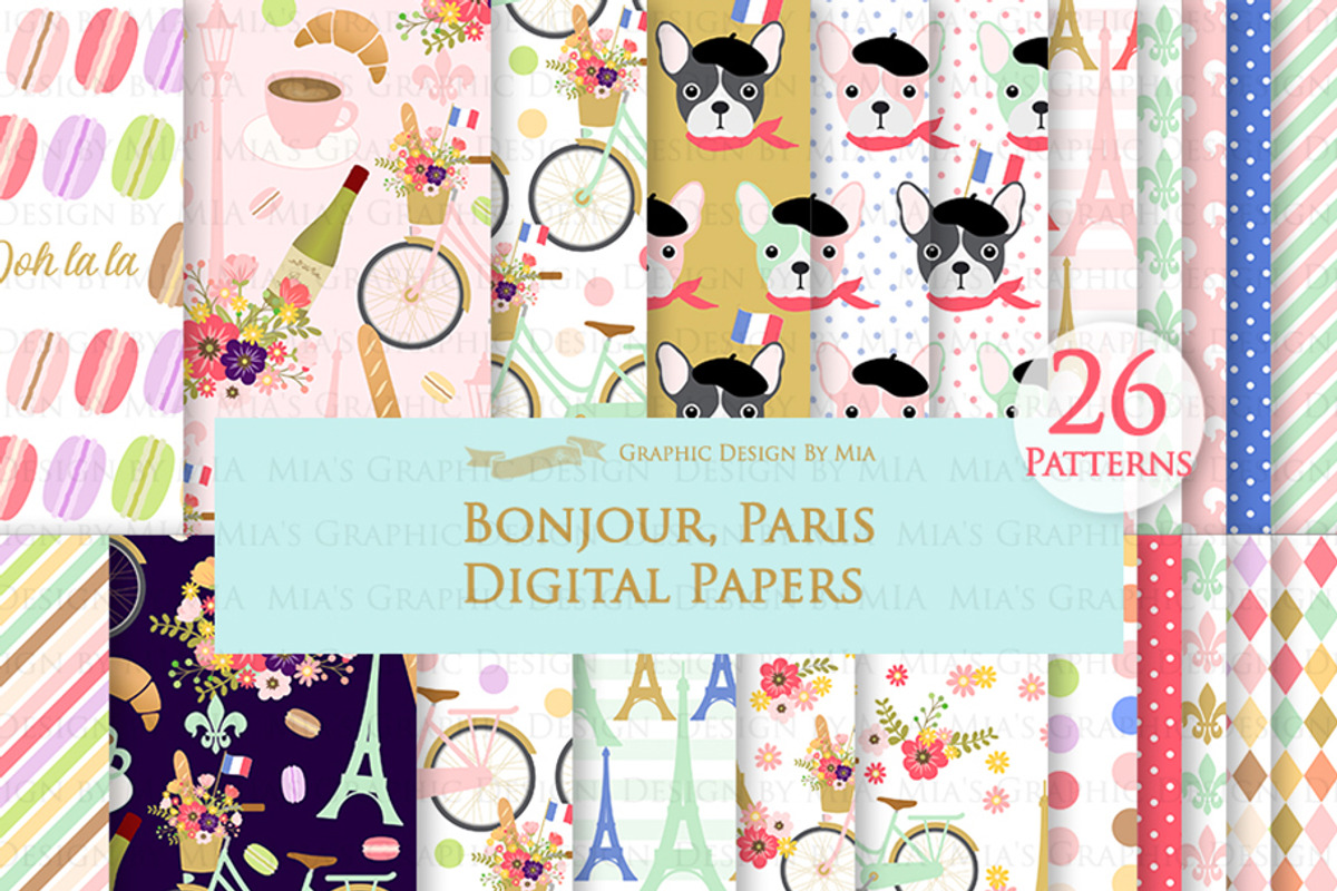 Parisian,Bonjour Paris,Eiffel Tower, an Illustration by Mia's Graphic Design (Photo 6 of 9)