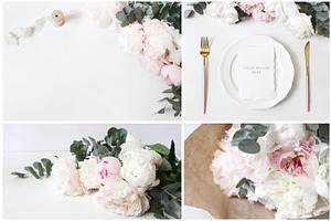 Vintage Peony Wedding Mockups Bundle