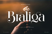 Braliga Elegant Ligature Serif, a Serif Font by Alfinart (Thumbnail 1 of 11)