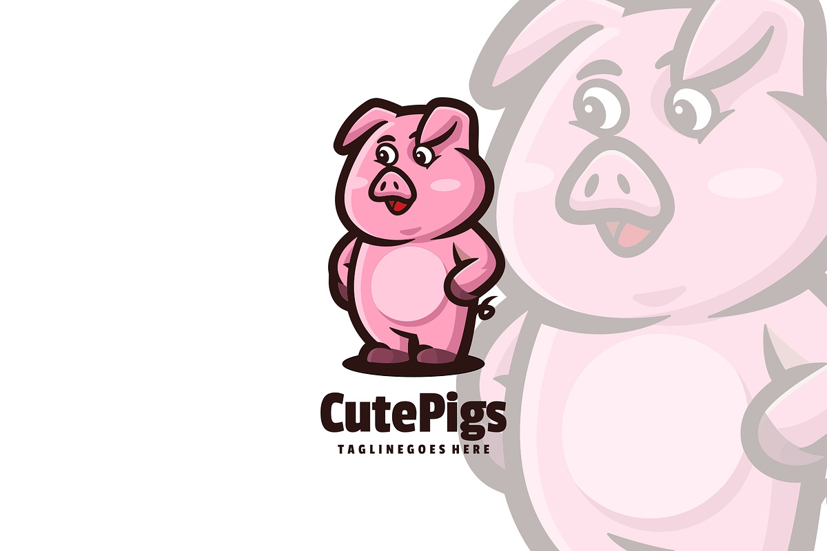 Cute Pigs Mascot Cartoon Logo., a Branding & Logo Template by ModalTampang