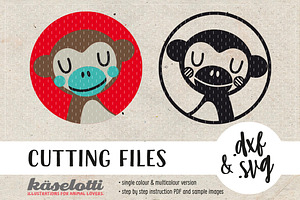 SVG DXF cutting file portrait monkey