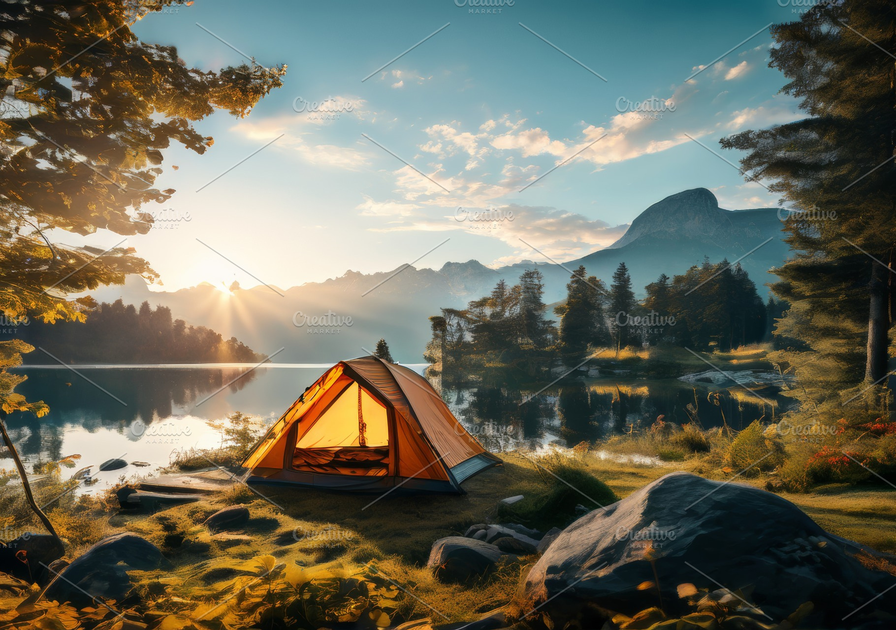 Camping Tent at Lake in the Mountain, a Nature Photo by Fascinadora