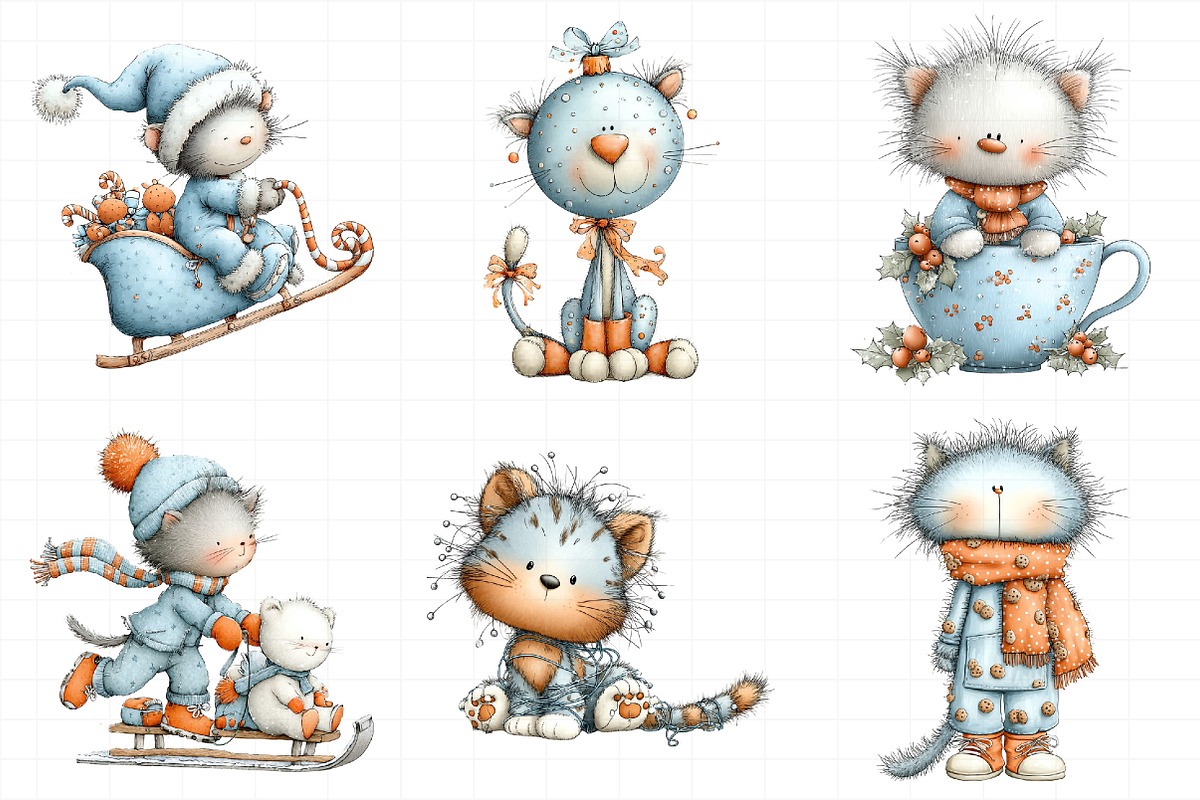 Whimsical Christmas Cat Clipart, an Illustration by Daily.Designs (Photo 4 of 5)