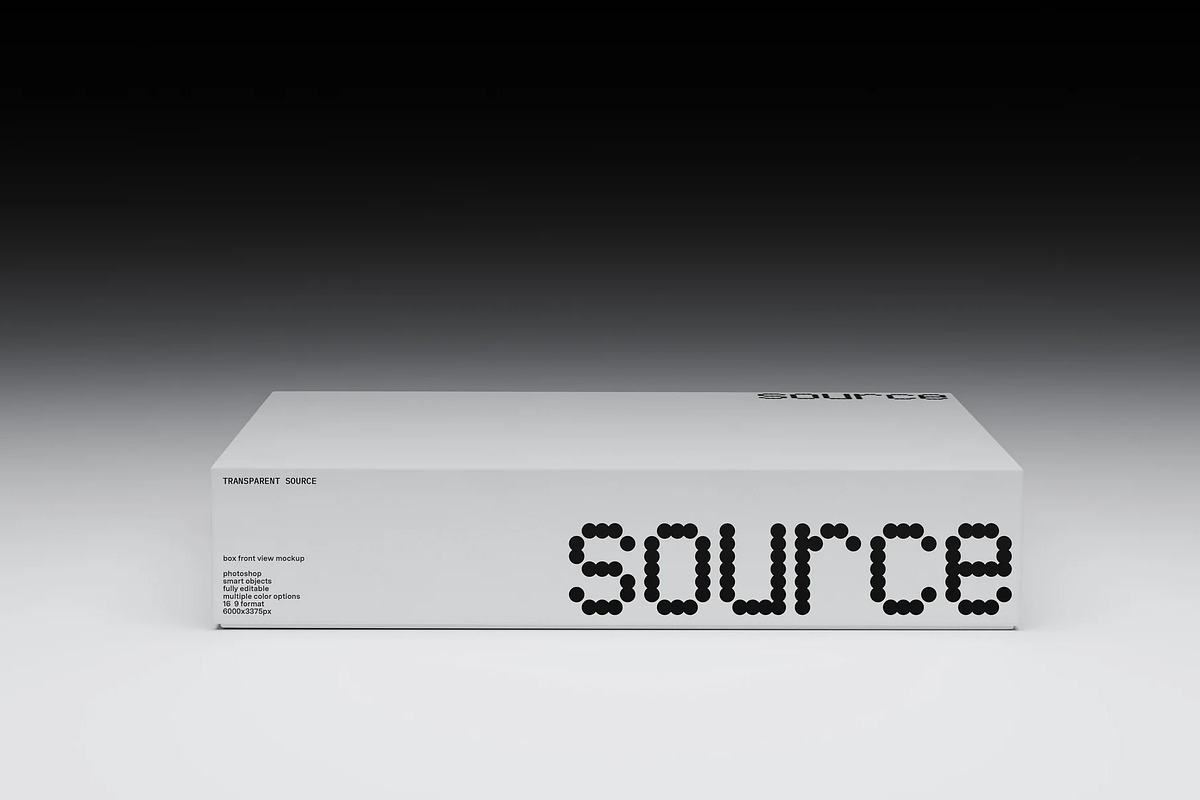 Box Front View Mockup, a Packaging Mockup by TRANSPARENT SOURCE