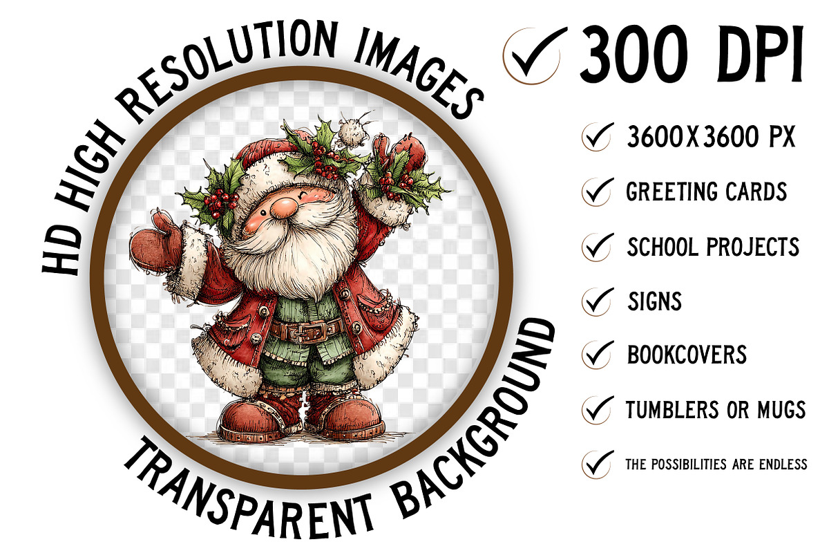Whimsical Santa Claus Clipart, an Illustration by Craft Nest (Photo 2 of 9)