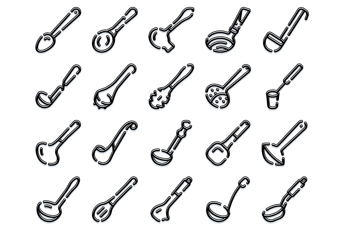 Kitchen ladles and spoons outline, an Object Graphic by pikepicture (Photo 2 of 3)