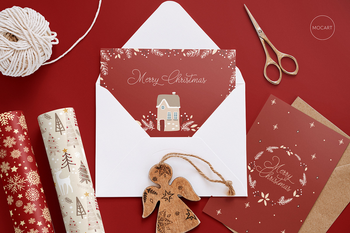 Christmas postcard mockup set 1 v2, a Print Template by Mocart (Photo 2 of 14)