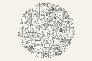 Thanksgiving Line Art Icons