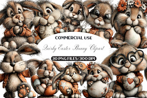 Quirky Easter Bunny Clipart, an Illustration by Black Bird Studio