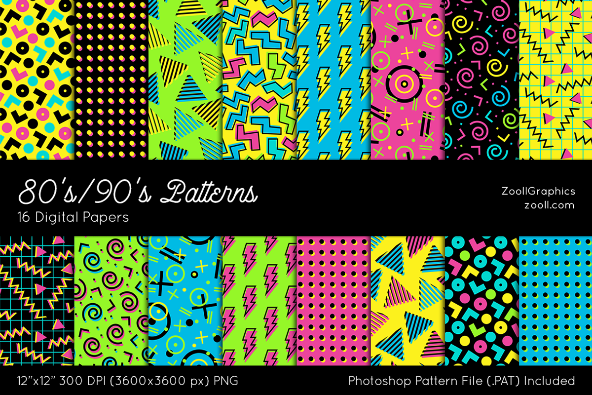 80's/90's Digital Papers, a Pattern Graphic by ZoollGraphics