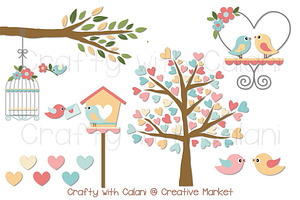 Pastel Love Bird with Heart Tree