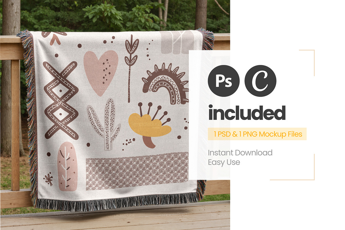 Woven Blanket Mockup, an Apparel Mockup by Mockups Studio (Photo 4 of 9)