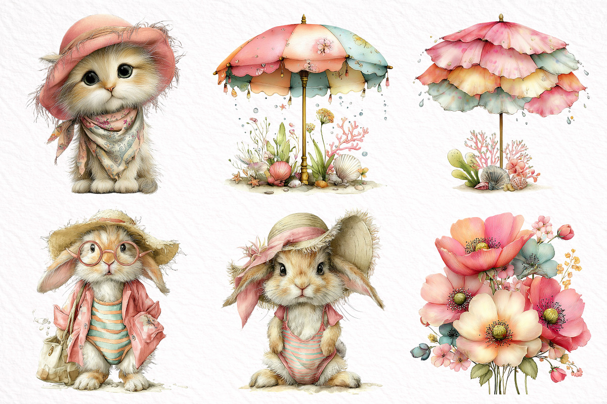 Summer Watercolor Clipart PNG, an Illustration by DreamArtGraphic (Photo 8 of 8)