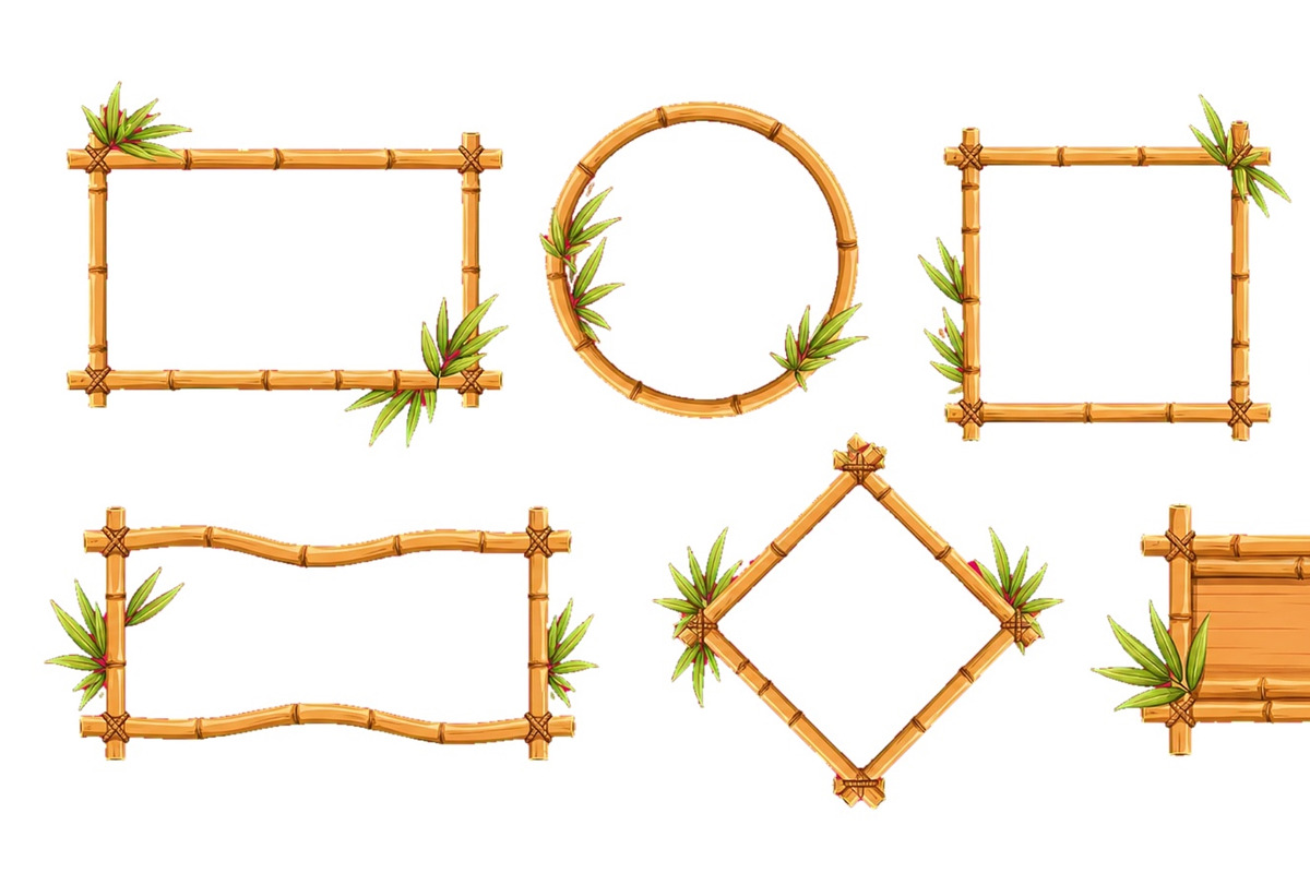 Set of bamboo frames with tropical, an Object Illustration by ZinetroN (Photo 3 of 3)