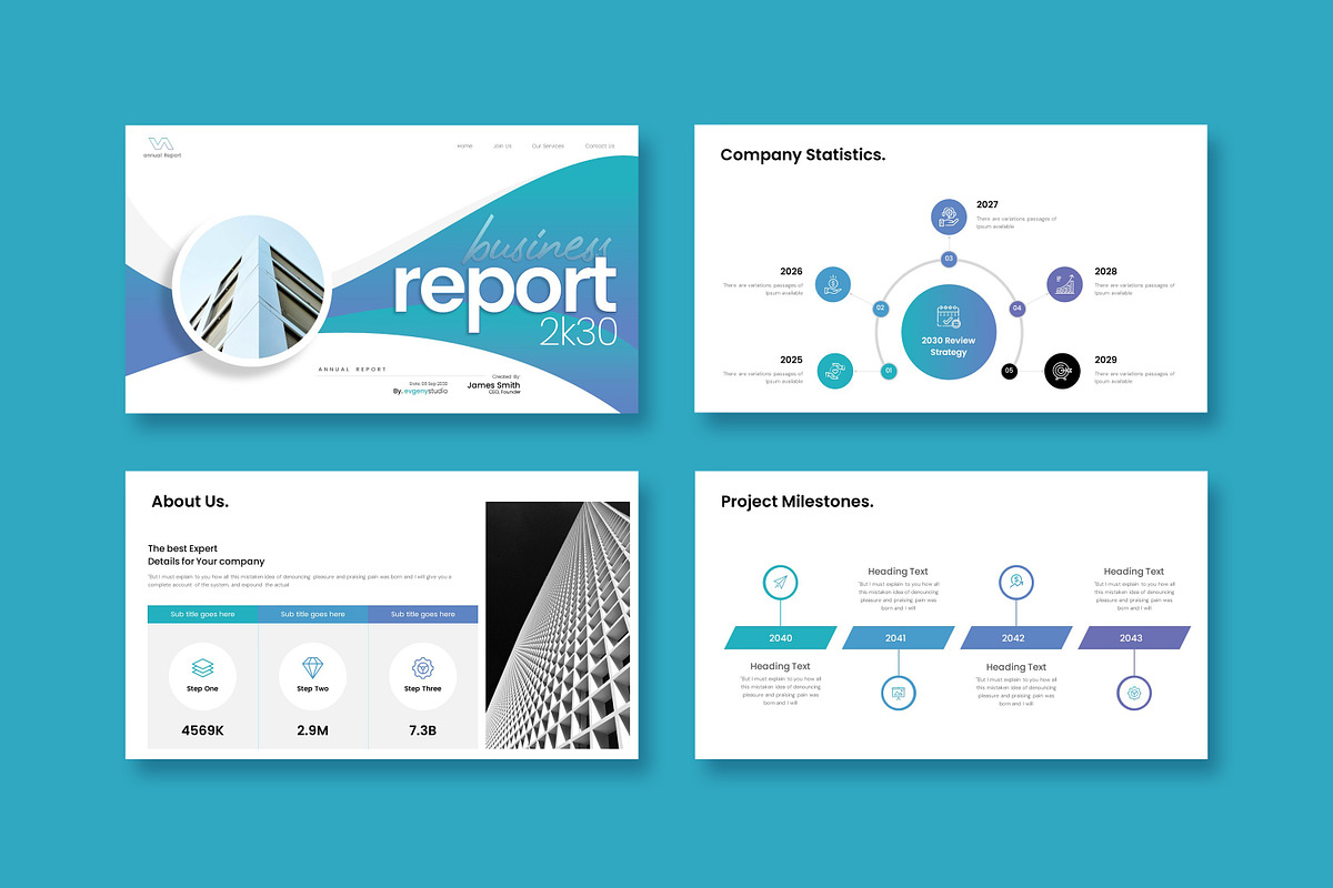Business Report Presentation, a Presentation Template by evgenystudio