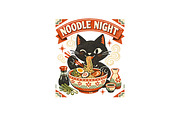 Noodle Night Wall Art, Cat Ramen, a Background Graphic by LaseredNinja (Thumbnail 2 of 3)