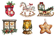 Farmhouse Christmas Stained Glass, a Seasonal Illustration by CitraGraphics (Thumbnail 2 of 10)