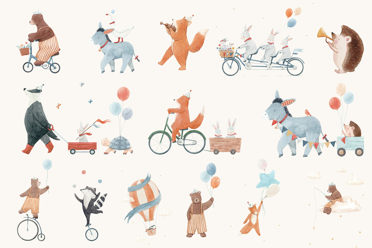 Vintage Circus Watercolor Clipart, an Animal Illustration by Lembrik's Artworks (Photo 6 of 7)