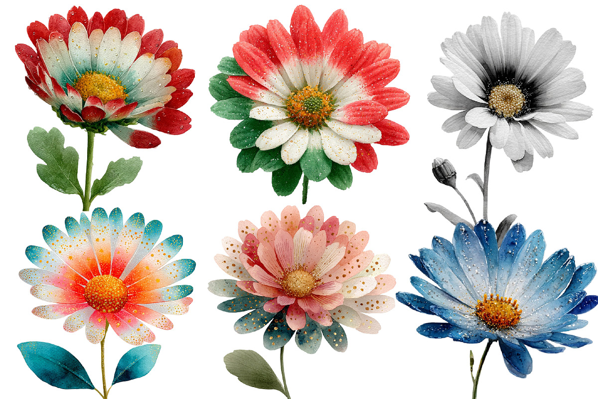 Christmas Daisy Flowers Clipart, an Illustration by Designworld (Photo 4 of 5)