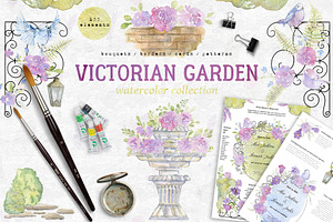 Watercolor victorian garden
