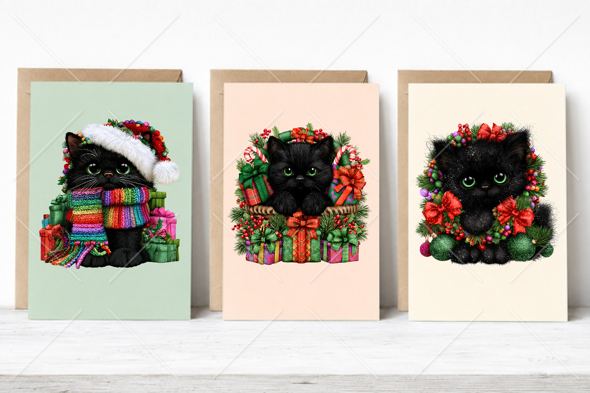 Whimsical Christmas Black Cat PNG, a Seasonal Illustration by Canvas Craft (Photo 4 of 10)