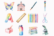 Watercolor Pastel School Clipart, an Illustration by Design Market (Thumbnail 3 of 5)