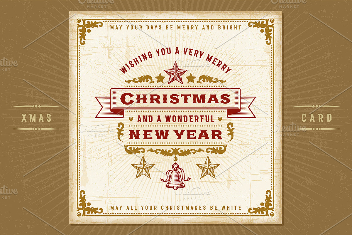 Vintage Christmas Typography Card, a Decorative Illustration by Retro Graphics (Photo 1 of 2)
