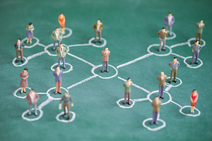 business miniature in circle chalk 