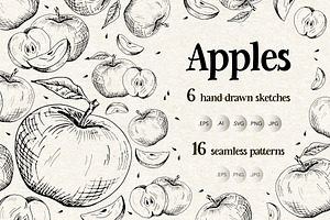 Apples. Sketches and patterns