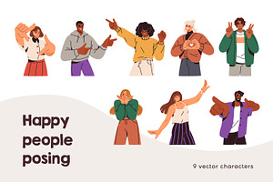 Happy people posing for portrait set, a Person Illustration by Good Studio