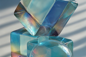 Glass Cubes Sphere Abstract Art Ligh, a Photo by Pixeness Studio