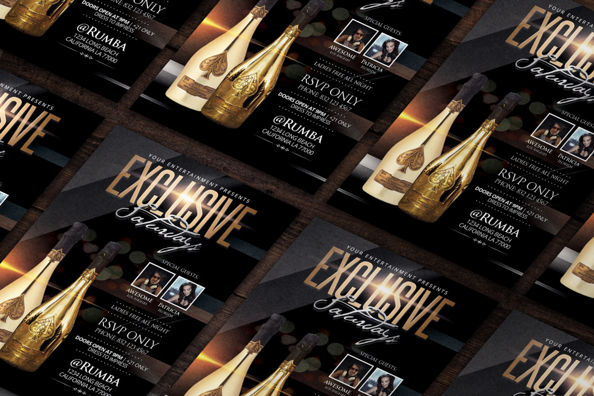 Exclusive Saturdays Flyer Template, a Flyer Template by Creative Waffle (Photo 2 of 5)