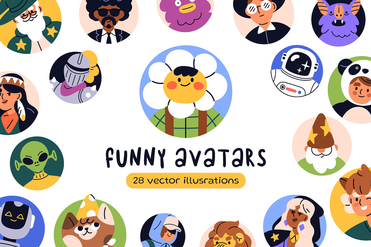 Funny face avatars, characters set, a Person Illustration by Good Studio (Photo 1 of 11)